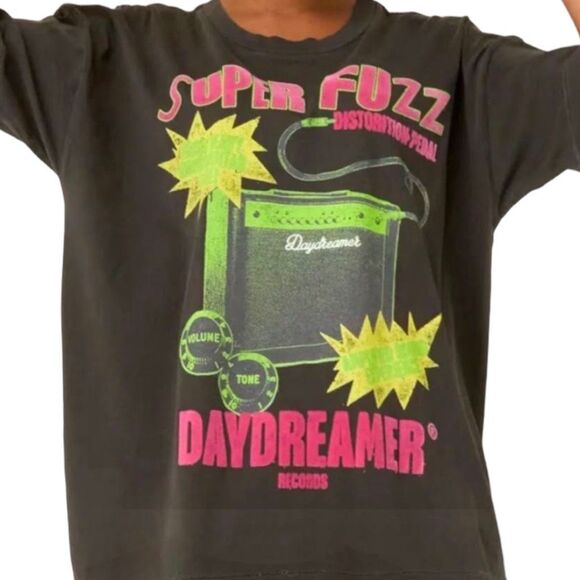 New! Daydreamer Women's Records Super Fuzz Merch Tee Black Size 1X & Medium NWT